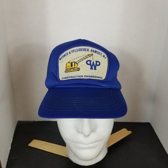 Vintage Werner & Pfleiderer Ramsey NJ Construction Engineering Blue Trucker Hat - Picture 1 of 8